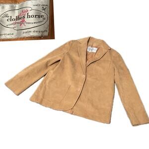 Vintage 1970s Suede Like Leather Button Up Blazer Coat / Small *